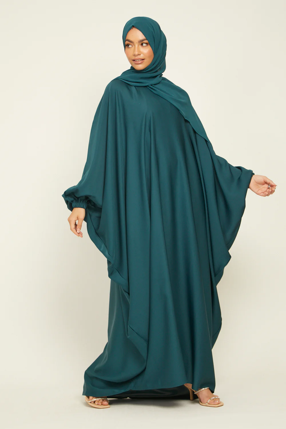 Closed Farasha with Elasticated Cuff - Teal - Image 5