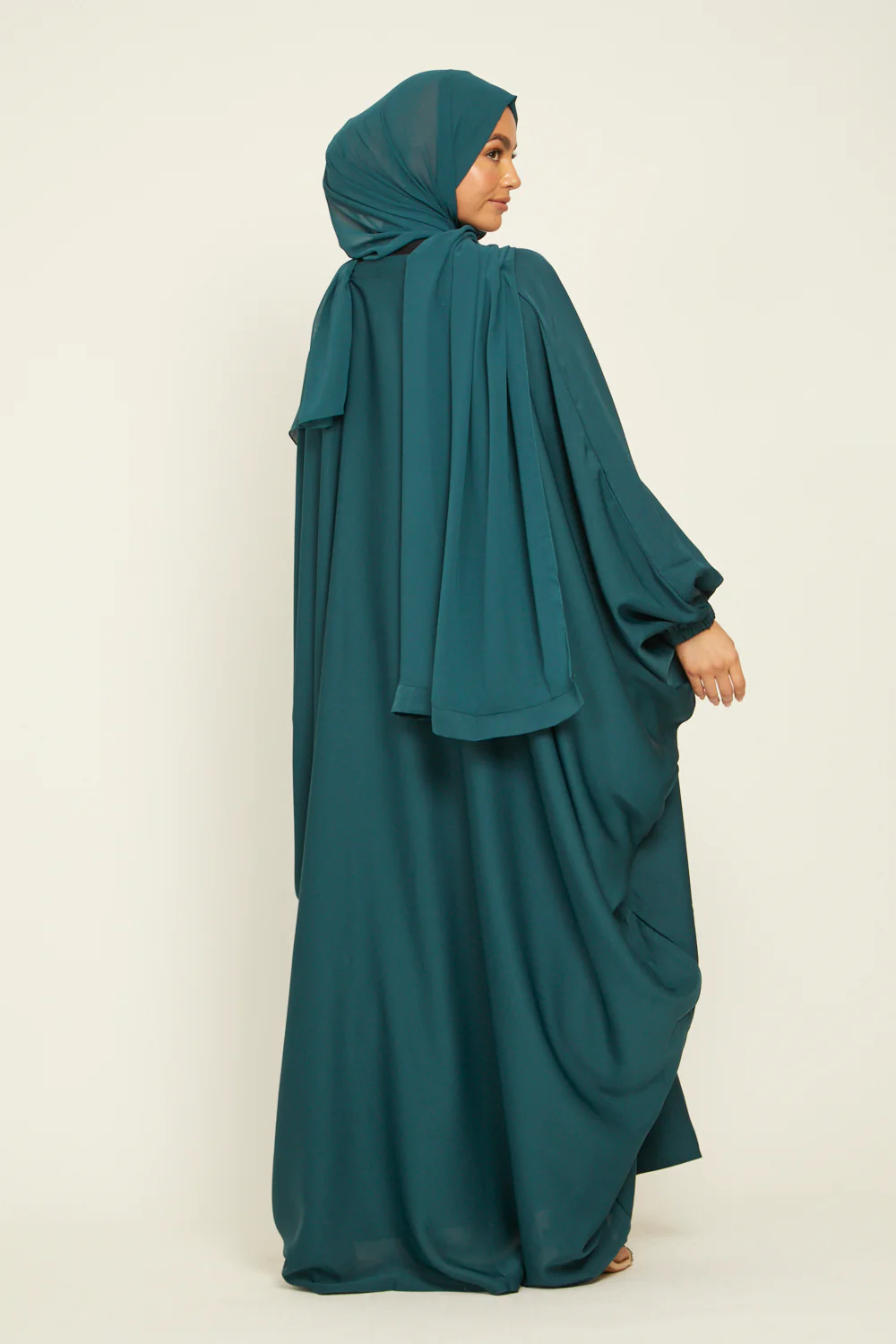 Closed Farasha with Elasticated Cuff - Teal - Image 7