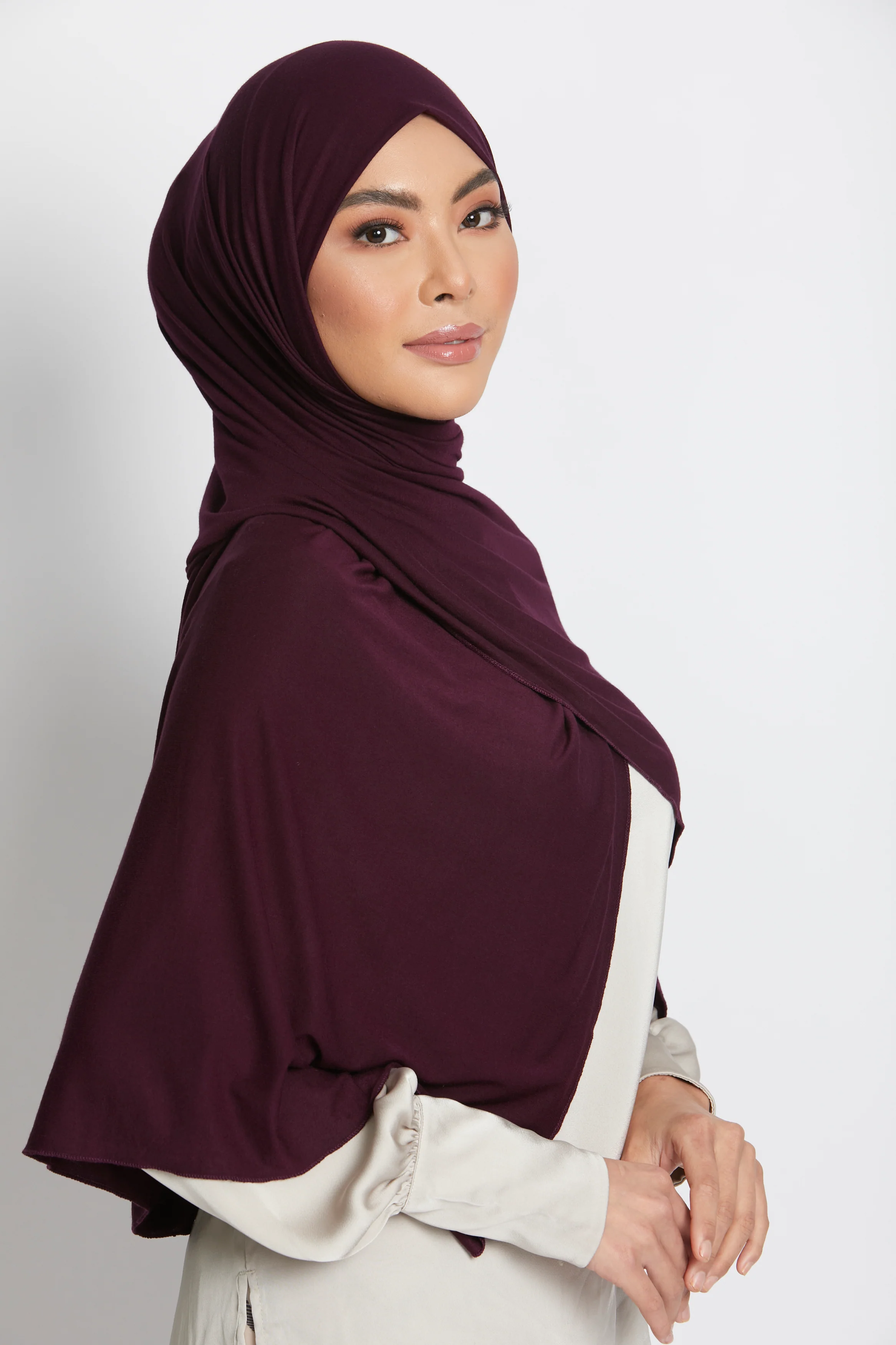 Deep Plum Jersey Hijab - Image 3