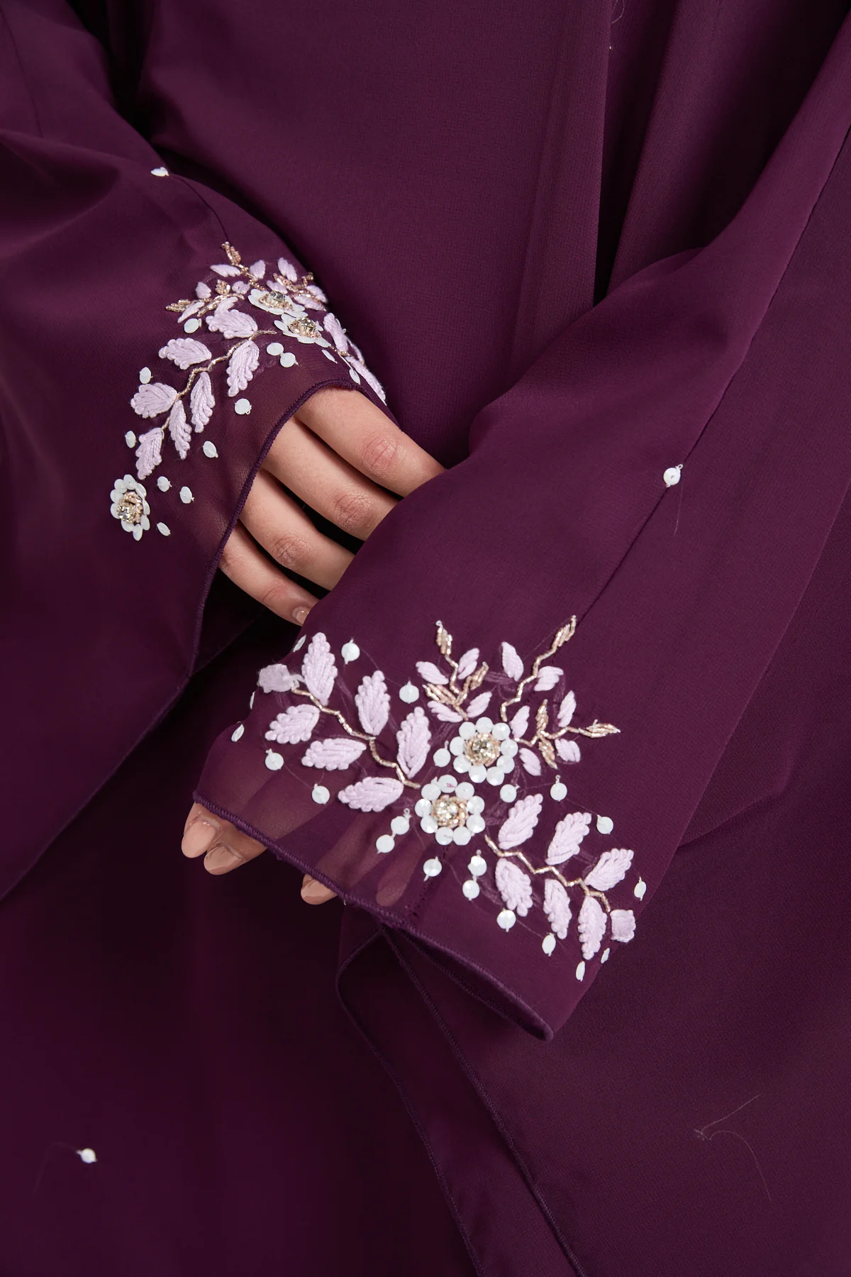 Embroidered Chiffon Overlay Butterfly Cut – Royal Mulberry - Image 4