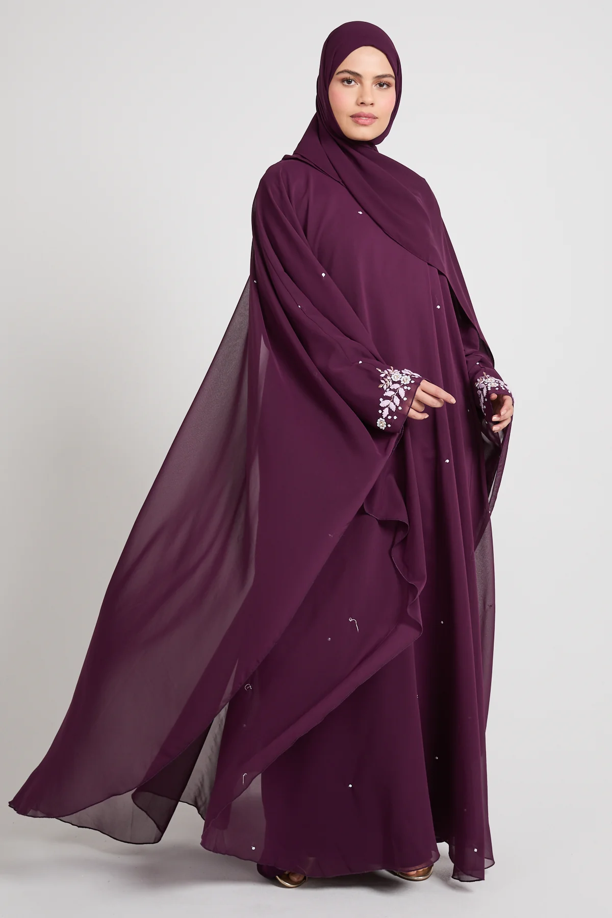Embroidered Chiffon Overlay Butterfly Cut – Royal Mulberry - Image 7