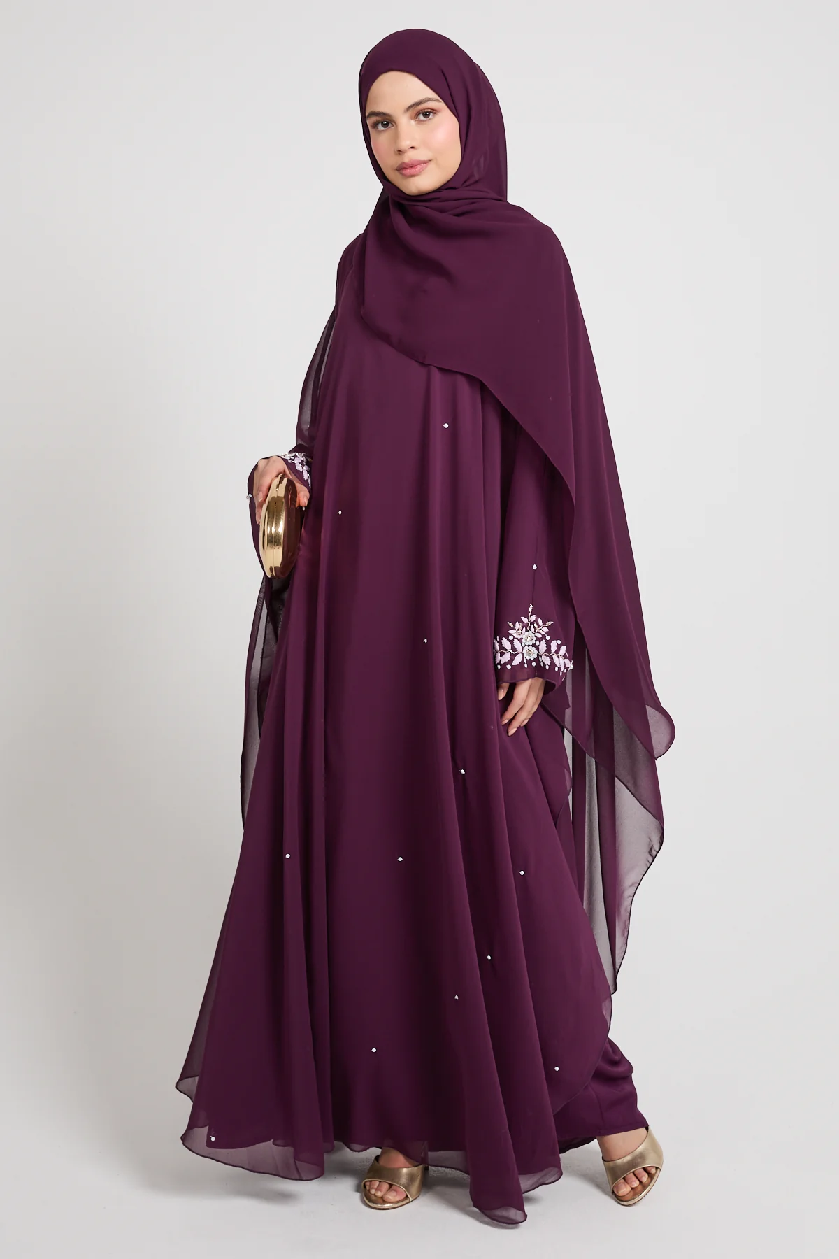 Embroidered Chiffon Overlay Butterfly Cut – Royal Mulberry - Image 8