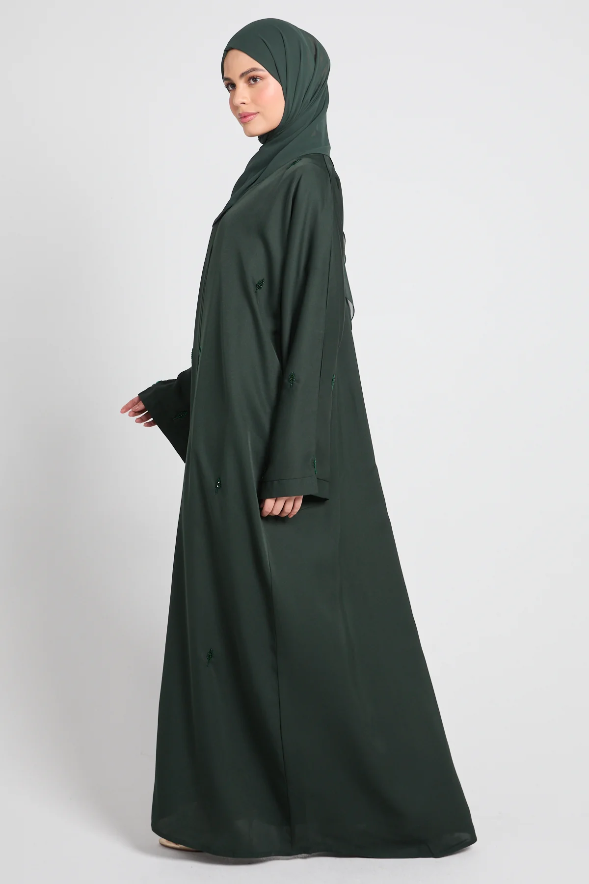 Emerald Botanique Embellished Open Abaya - Image 8
