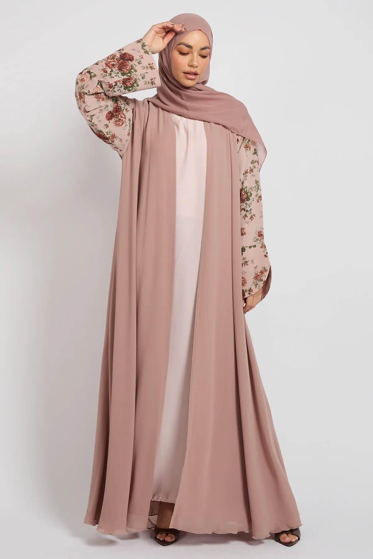 English Rose Chiffon Open Abaya - LIMITED EDITION - Image 3