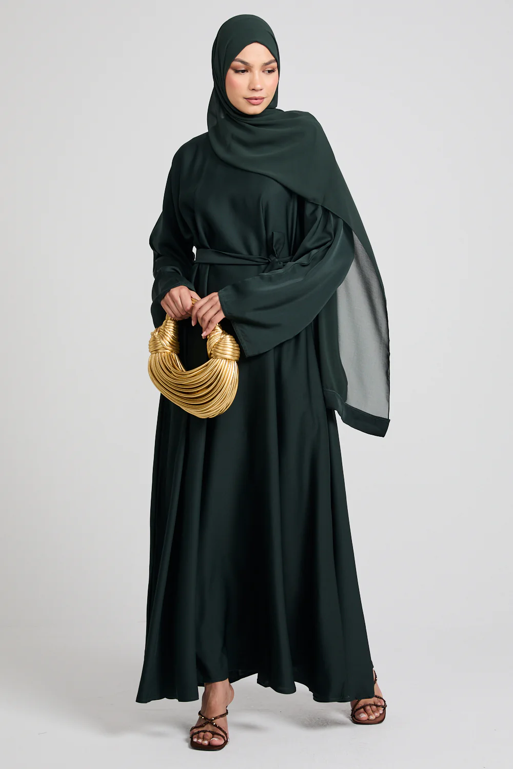Forest Green Umbrella Cut Closed Abaya