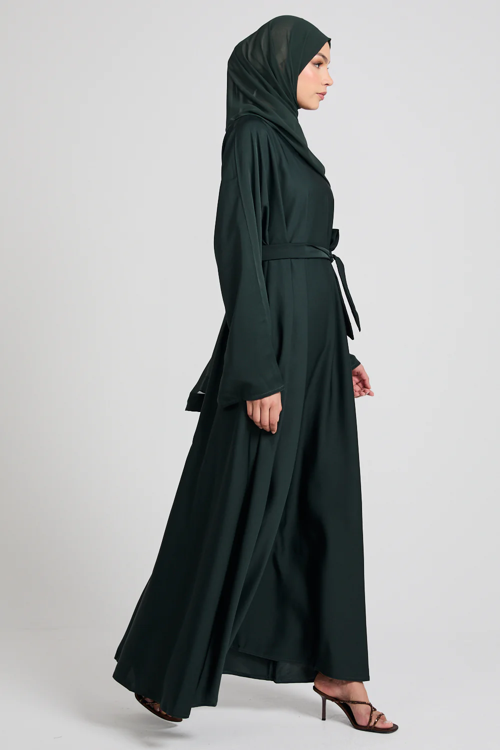 Forest Green Umbrella Cut Closed Abaya - Image 5