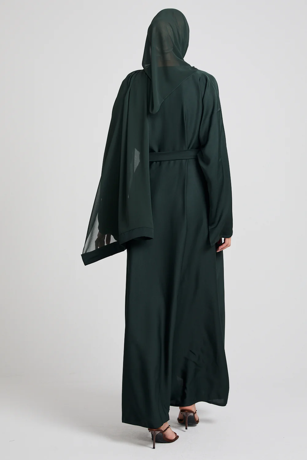 Forest Green Umbrella Cut Closed Abaya - Image 7
