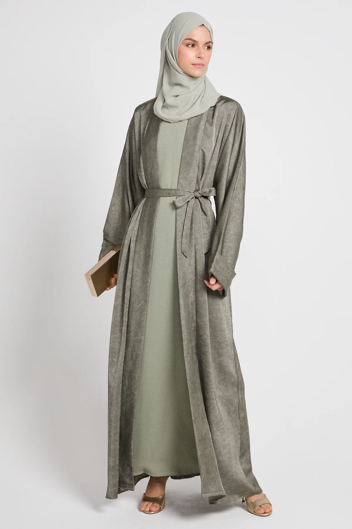 Four Piece Sage Dusk Abaya Set - Limited Edition - Image 5