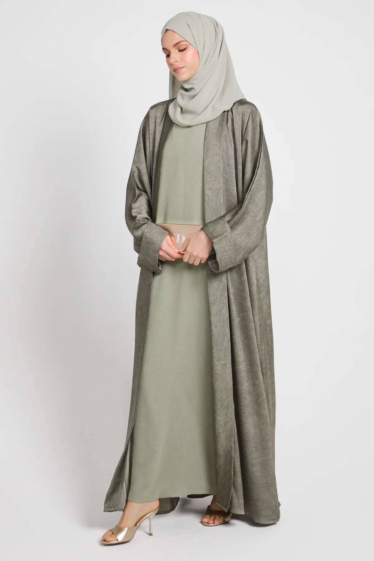 Four Piece Sage Dusk Abaya Set - Limited Edition - Image 8