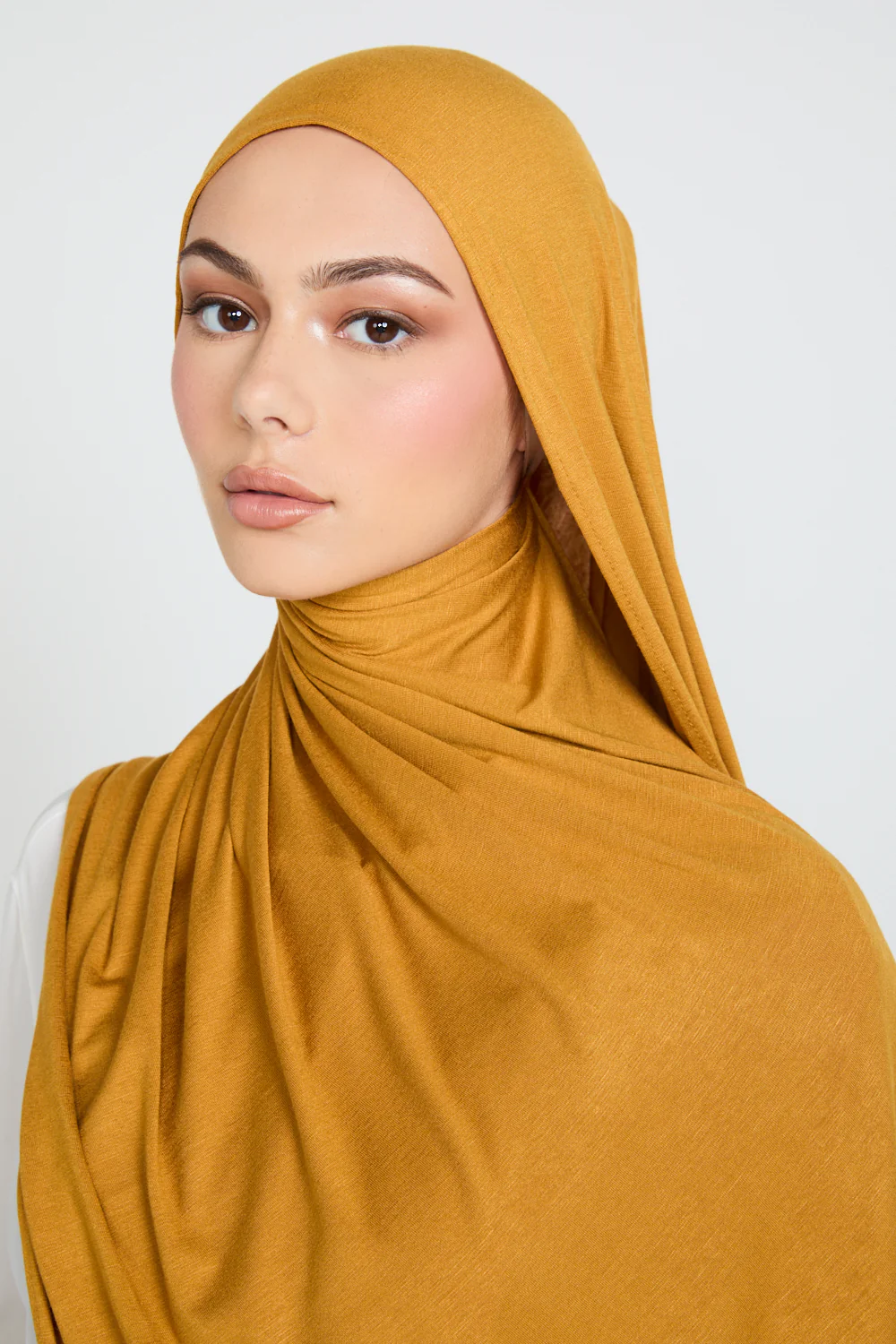Golden Saffron Jersey Hijab - Image 2