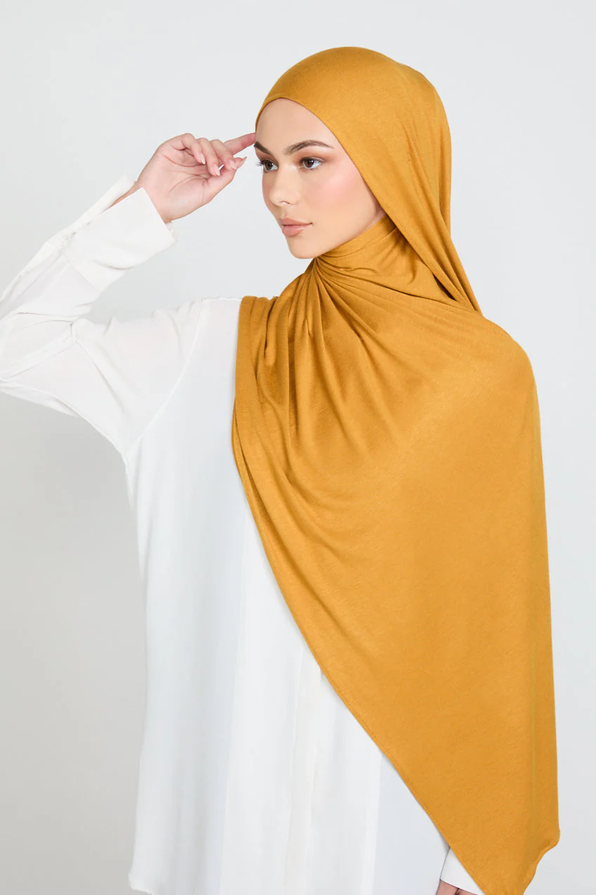 Golden Saffron Jersey Hijab - Image 3