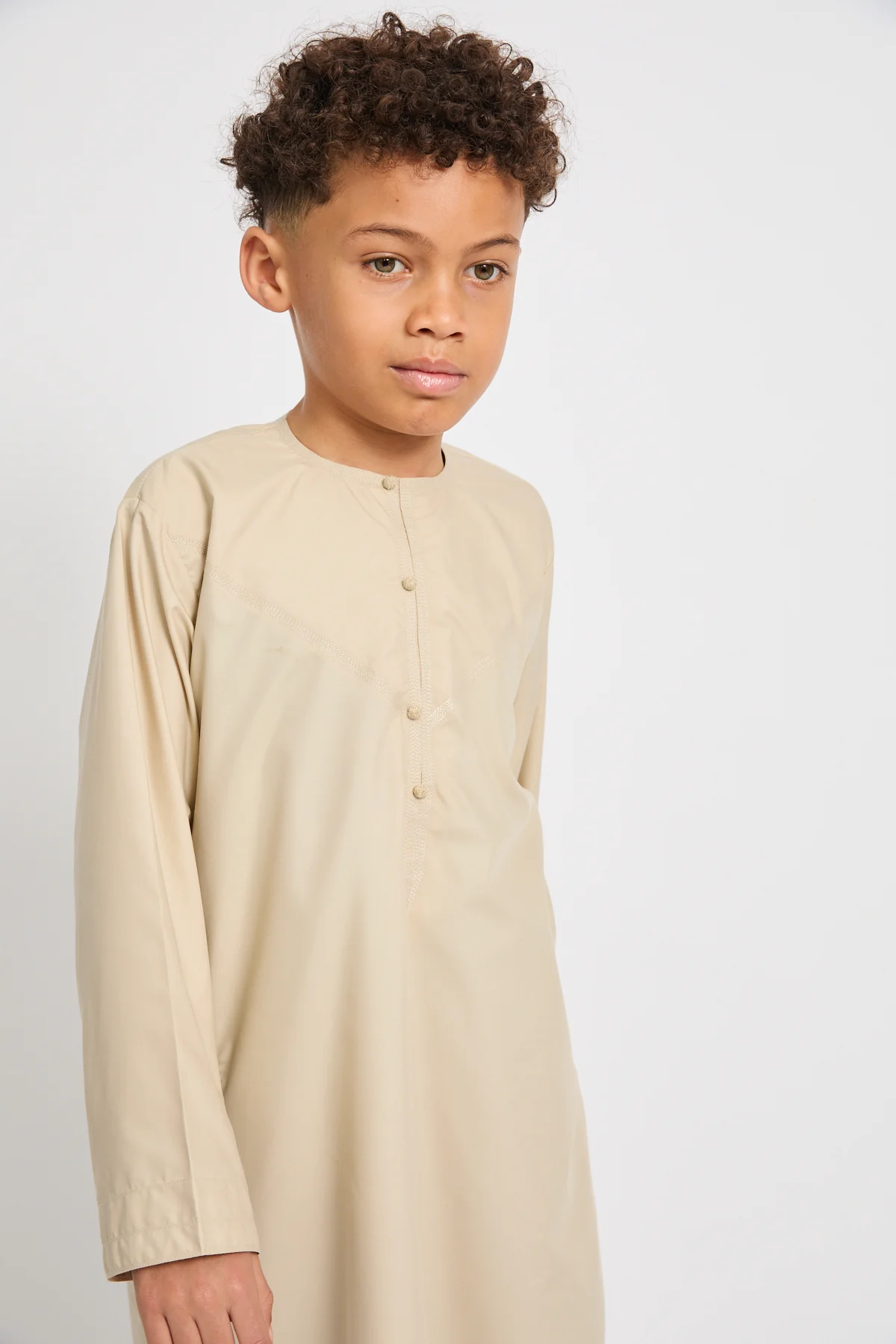 Junior Boys Premium Emirati Thobe - Arabian Sand - Image 5