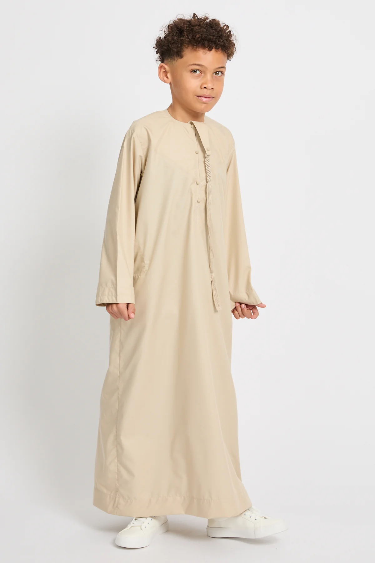 Junior Boys Premium Emirati Thobe - Arabian Sand - Image 7