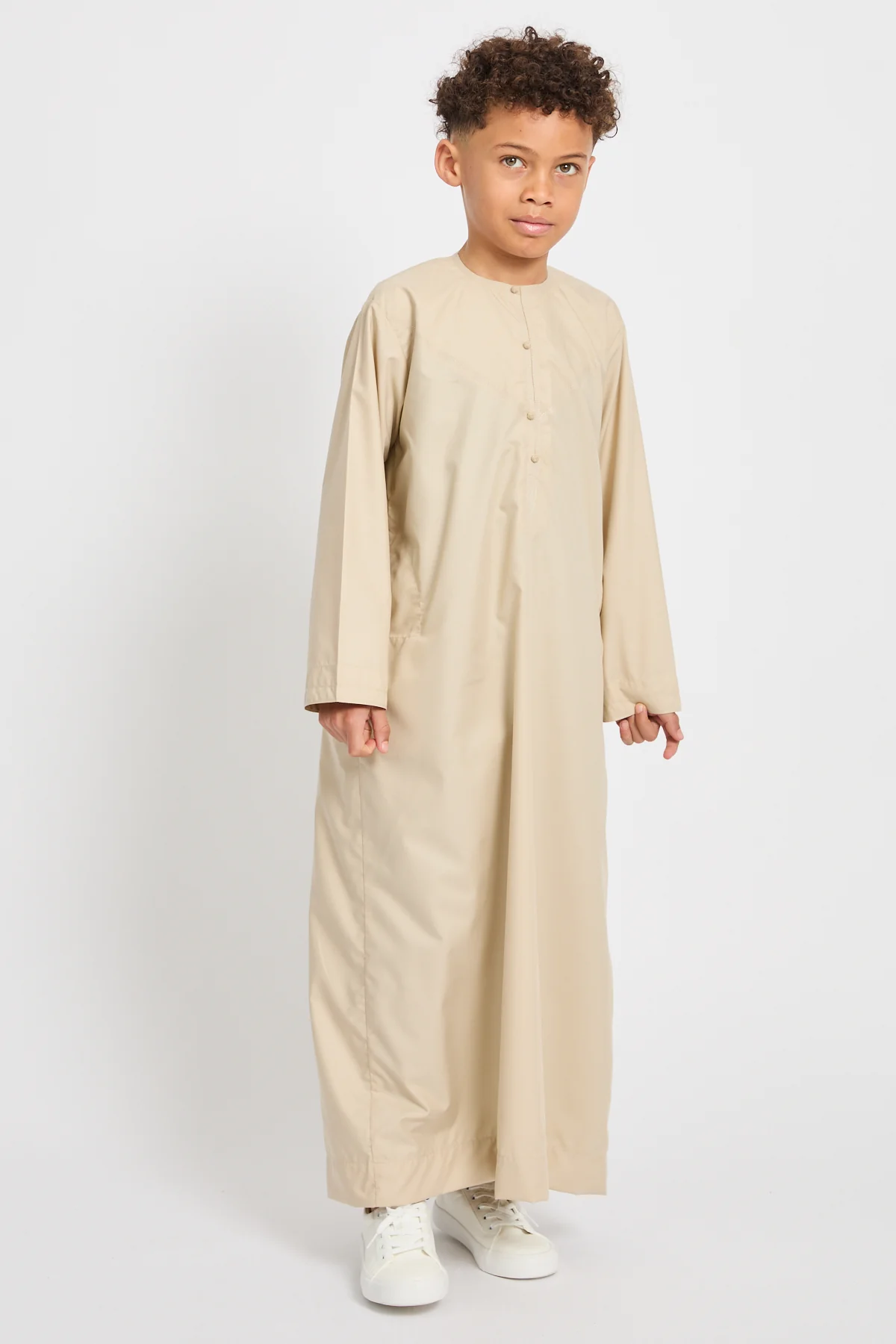 Junior Boys Premium Emirati Thobe - Arabian Sand - Image 8