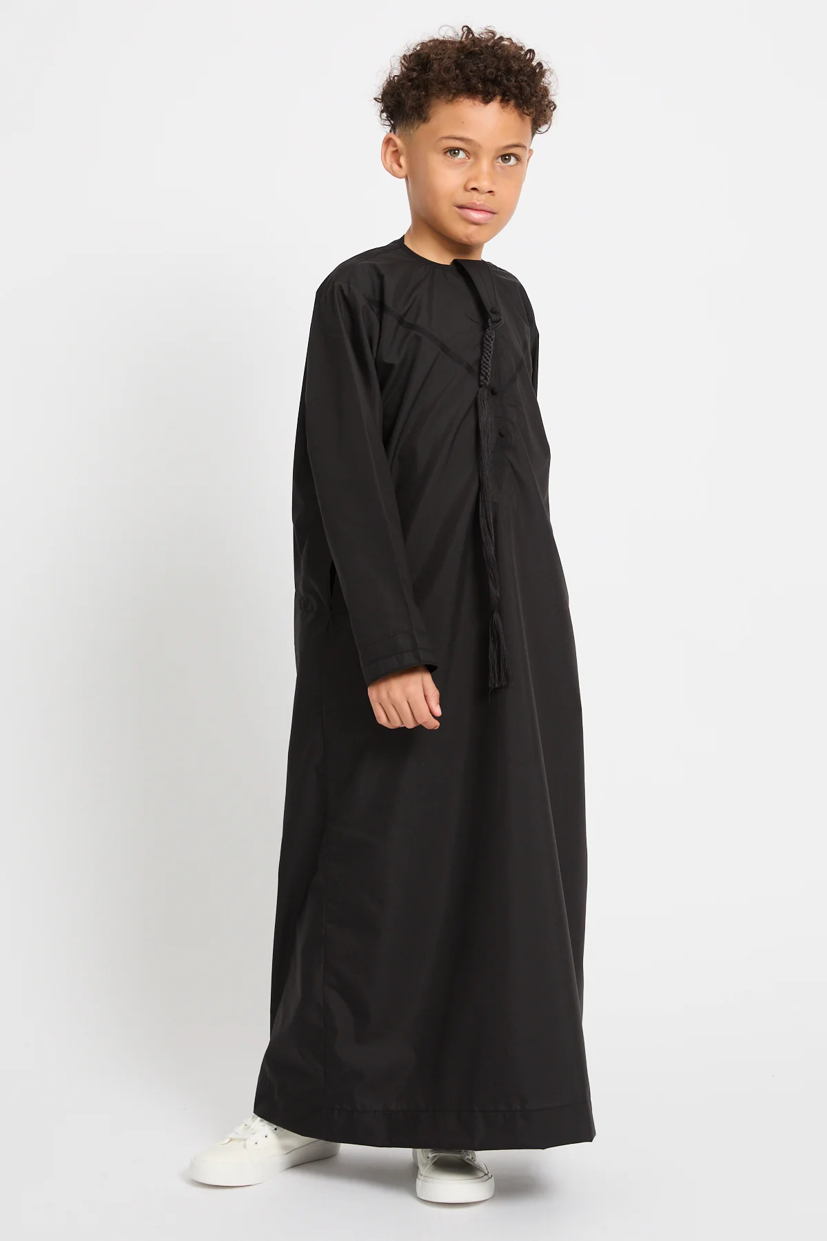 Junior Boys Premium Emirati Thobe - Black - Image 4