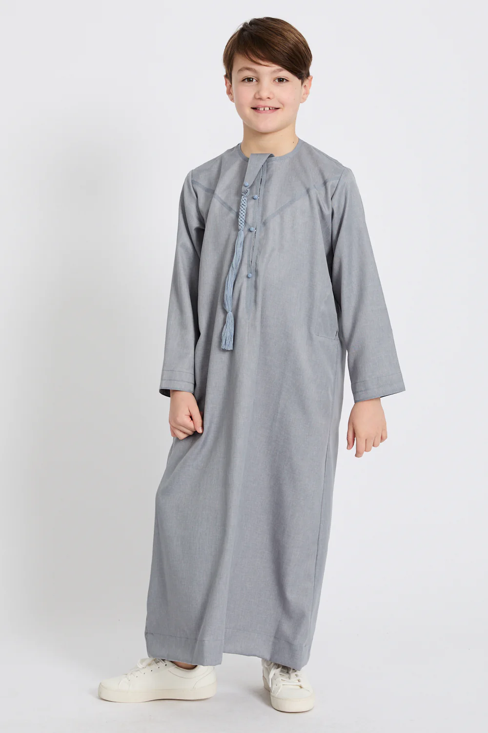 Junior Boys Premium Emirati Thobe - Dusky Blue - Image 3