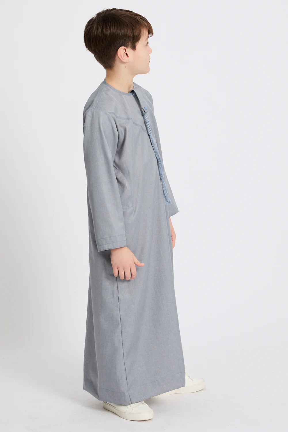 Junior Boys Premium Emirati Thobe - Dusky Blue - Image 6