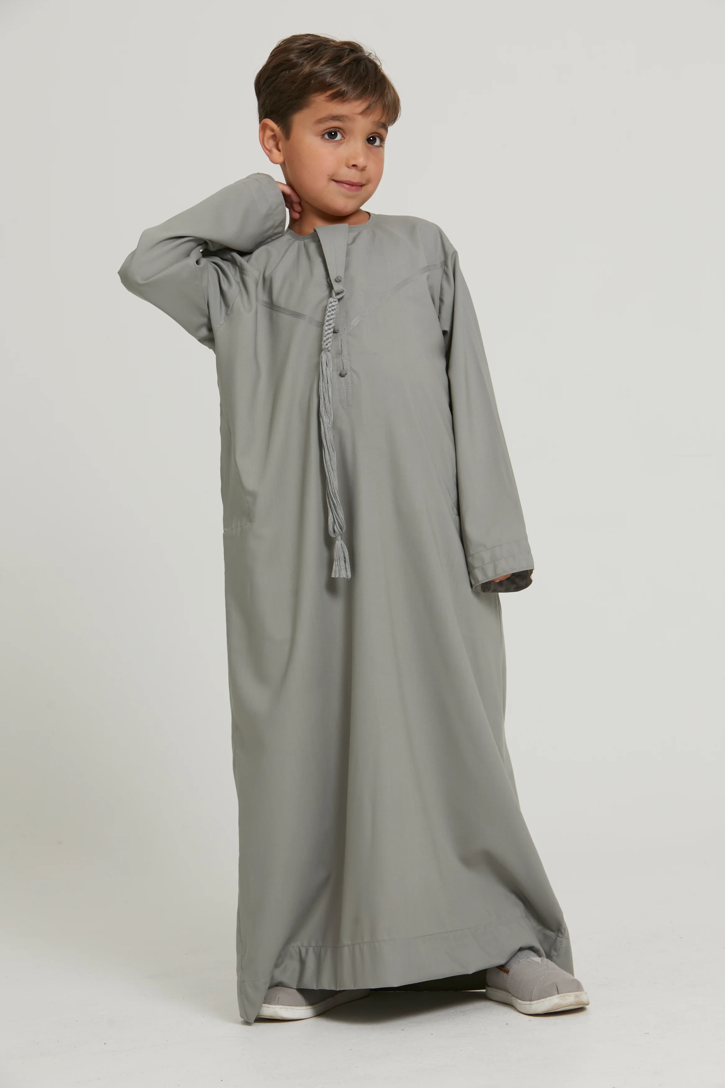 Junior Boys Premium Emirati Thobe - Khaki Grey