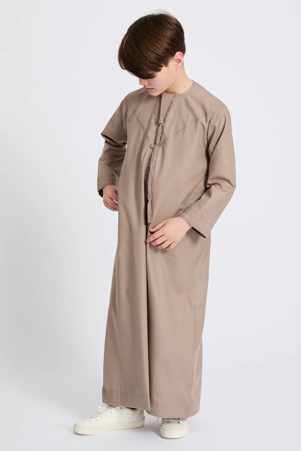 Junior Boys Premium Emirati Thobe - Latte - Image 3