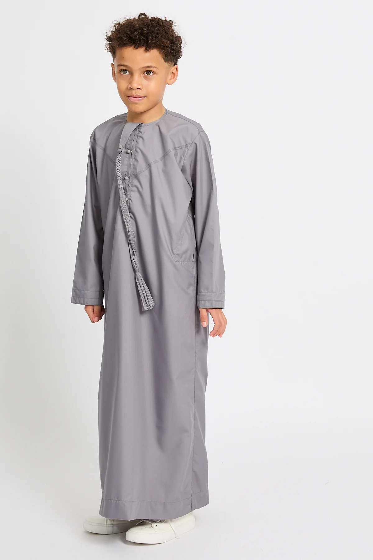Junior Boys Premium Emirati Thobe - Smoke Grey