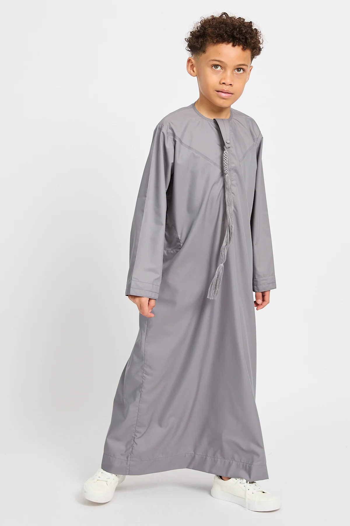 Junior Boys Premium Emirati Thobe - Smoke Grey - Image 3