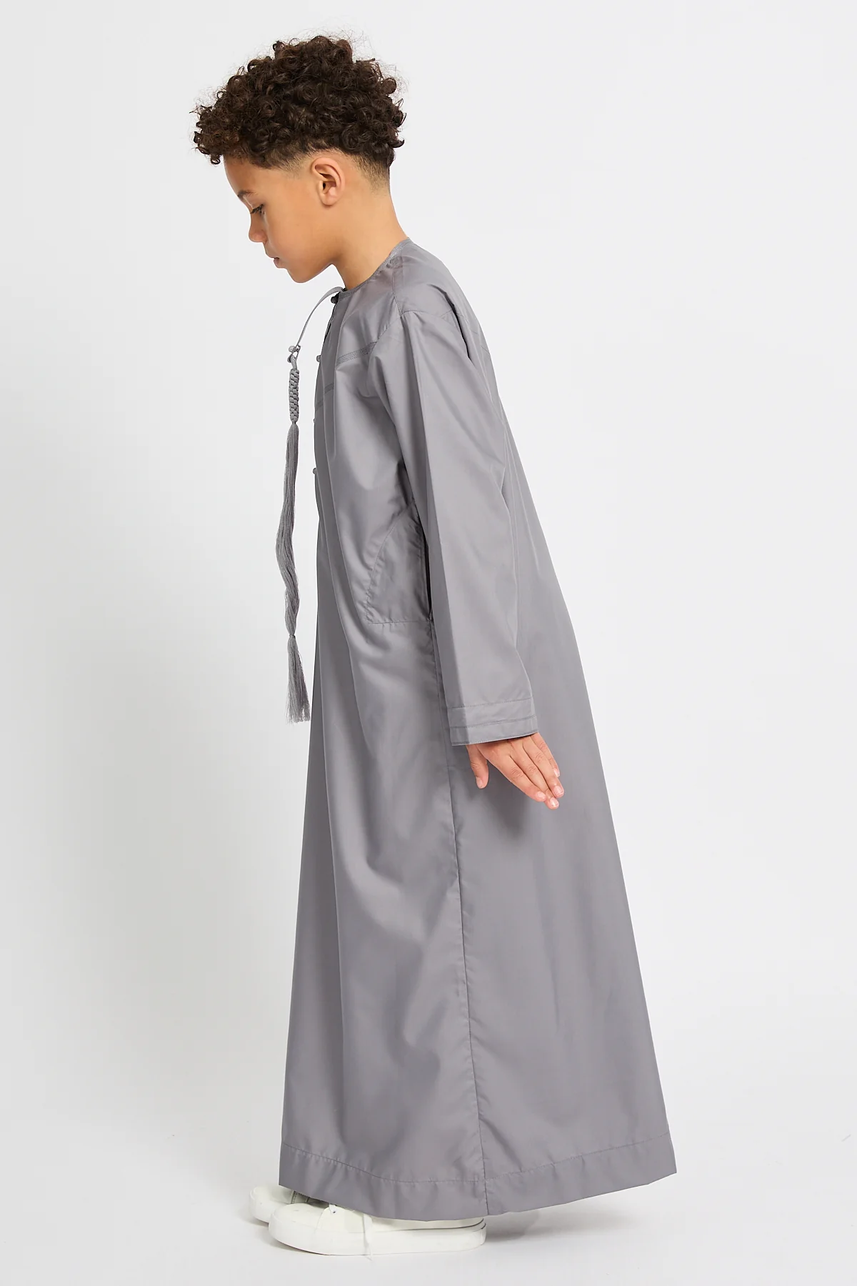 Junior Boys Premium Emirati Thobe - Smoke Grey - Image 7