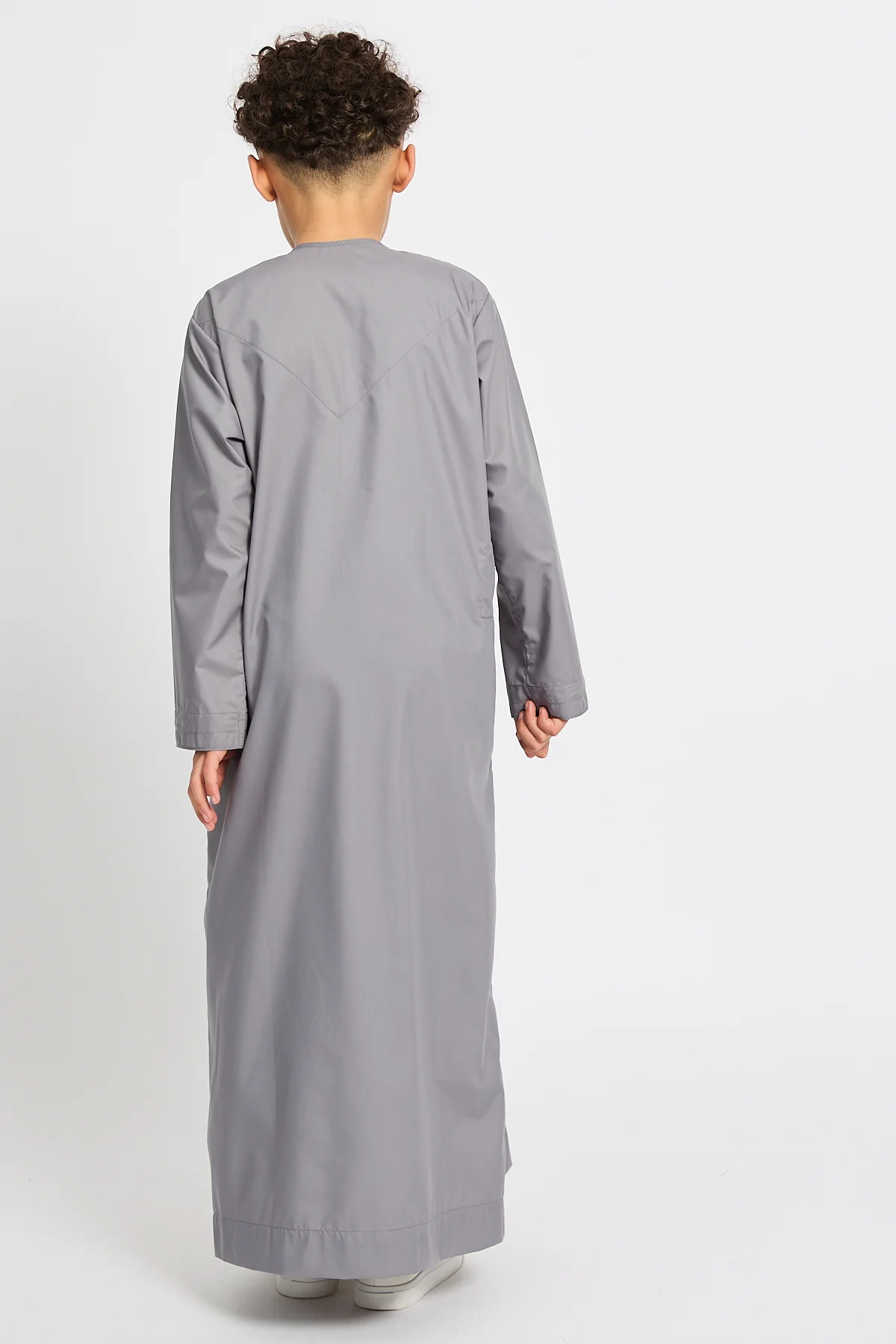 Junior Boys Premium Emirati Thobe - Smoke Grey - Image 8