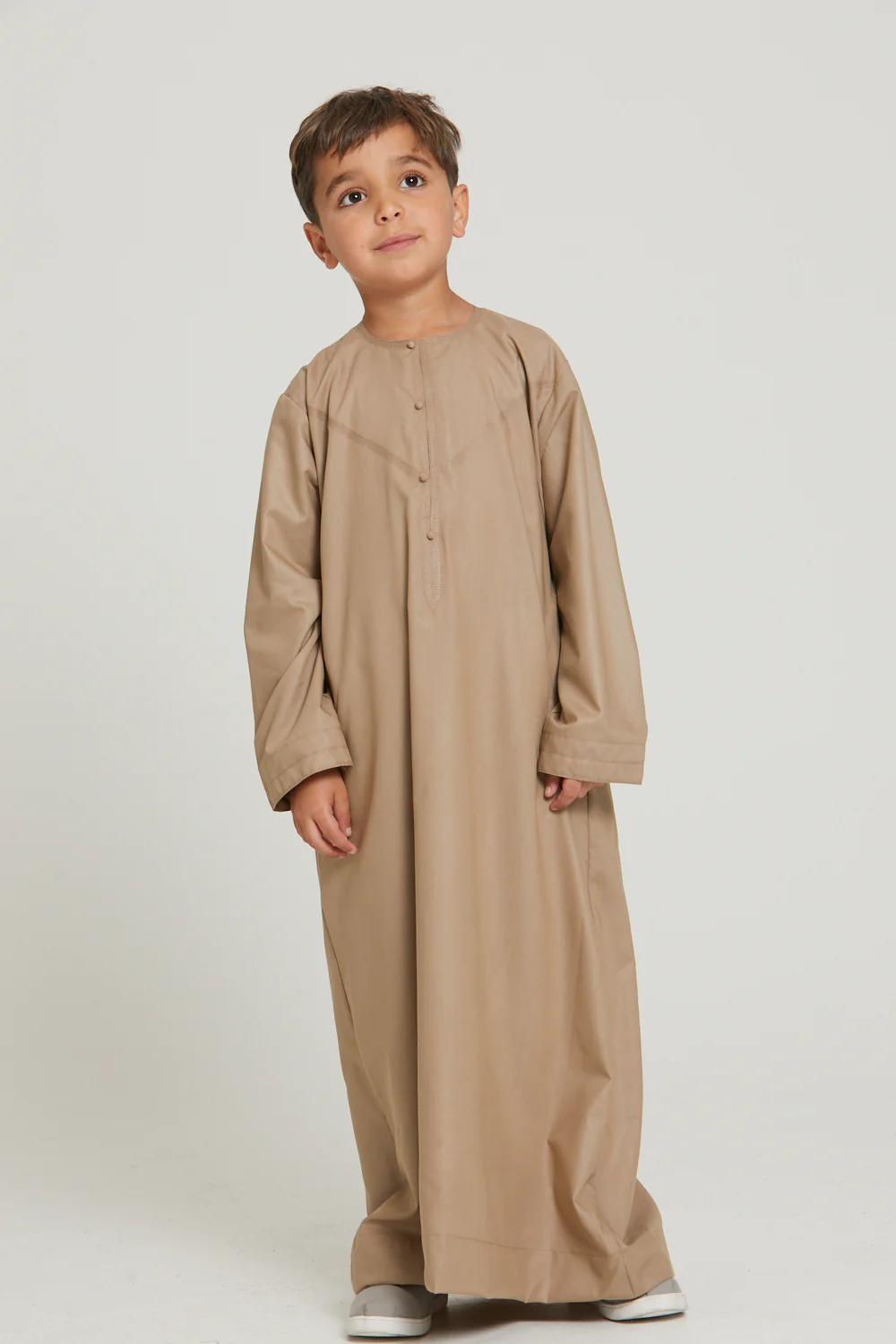 Junior Boys Premium Emirati Thobe - Warm Sand - Image 3