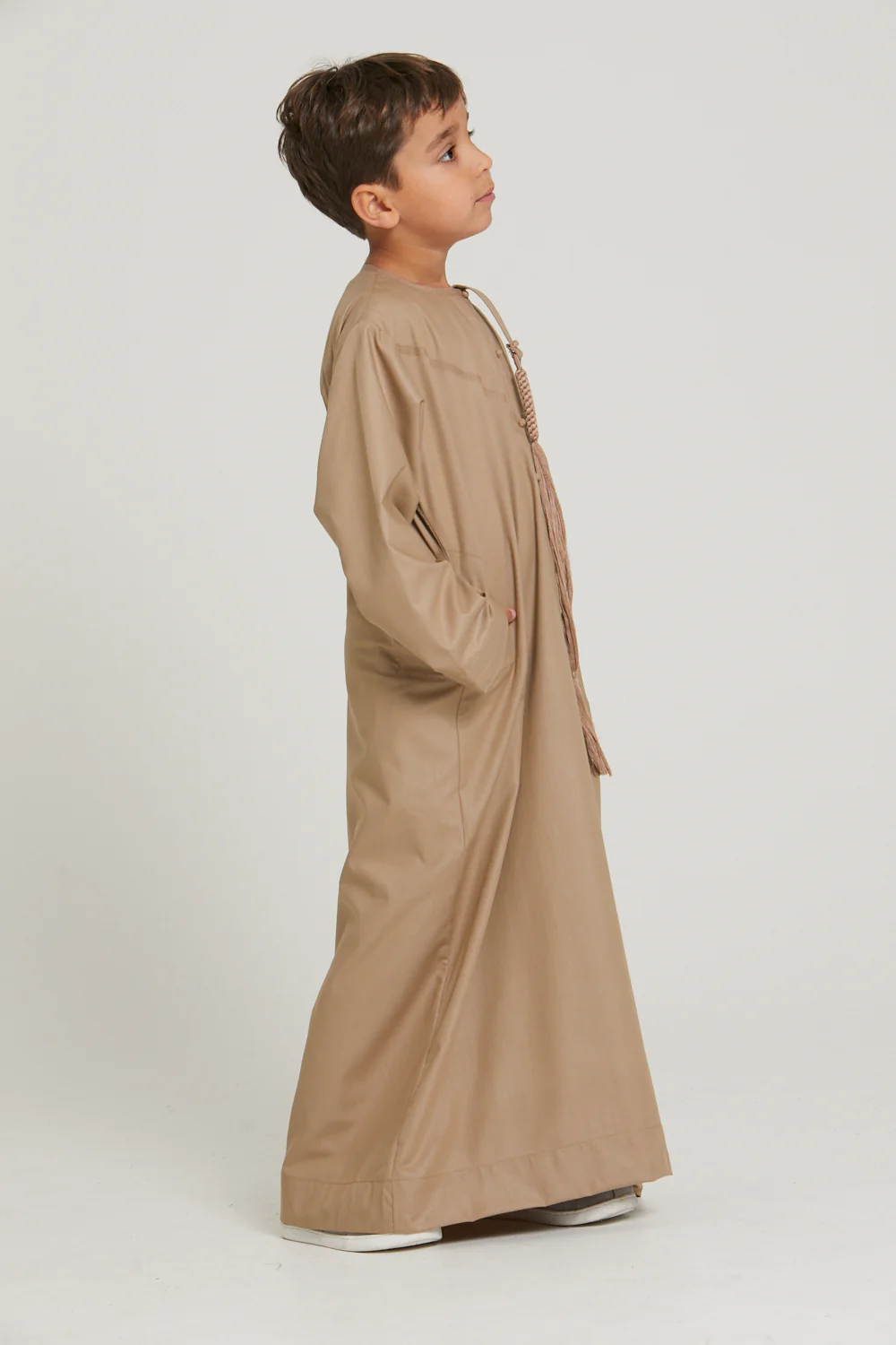 Junior Boys Premium Emirati Thobe - Warm Sand - Image 6