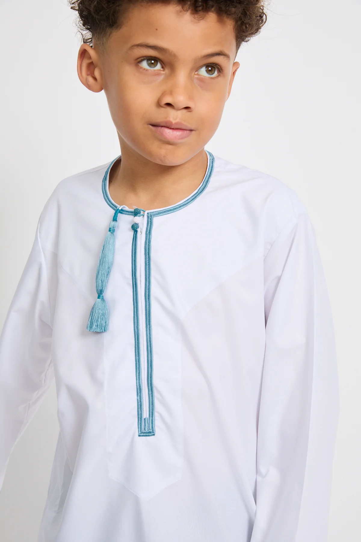 Junior Boys Premium Omani Thobe - Blue Heirloom - Image 2