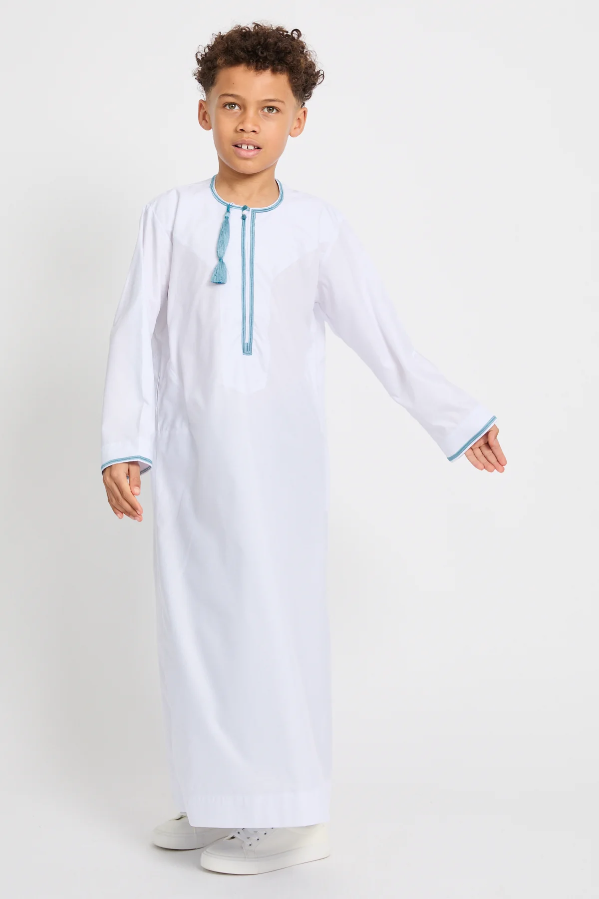 Junior Boys Premium Omani Thobe - Blue Heirloom - Image 4