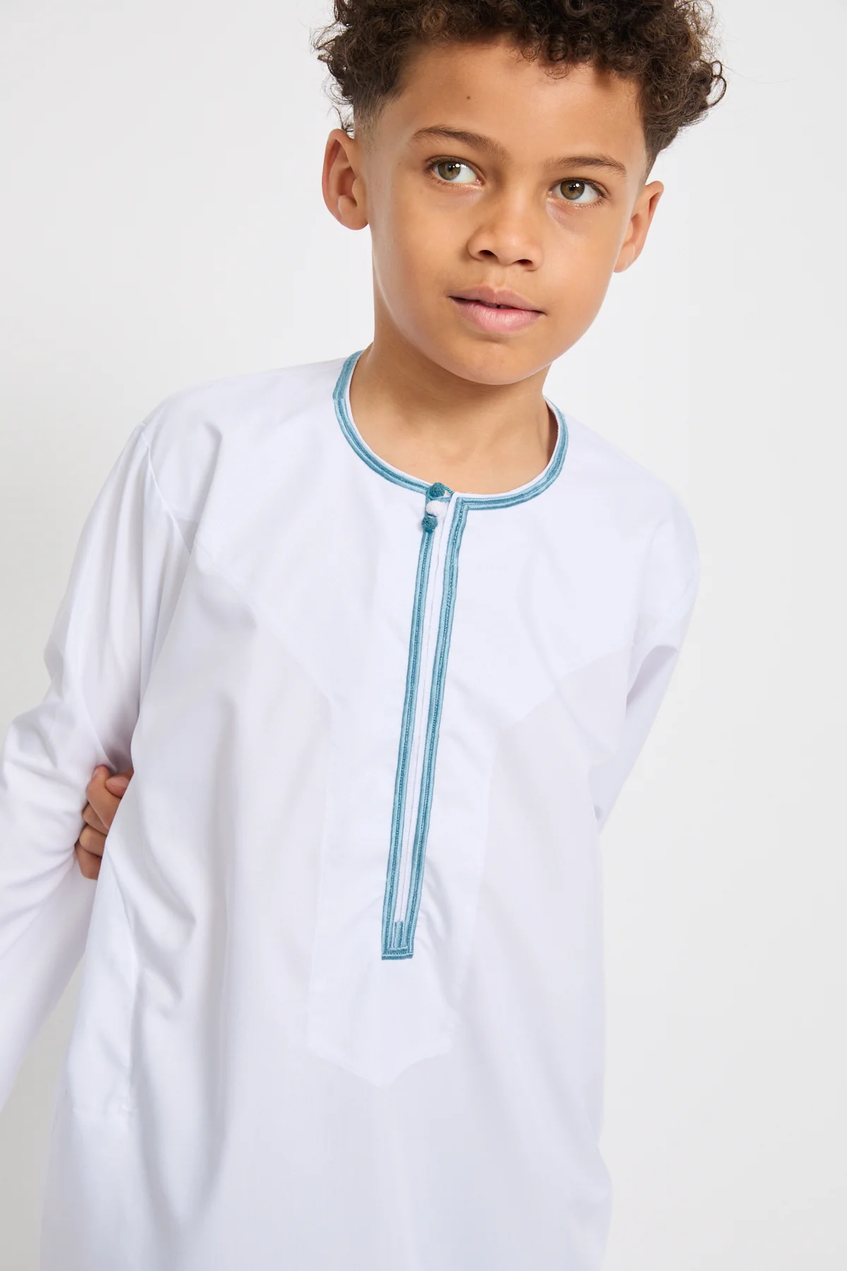Junior Boys Premium Omani Thobe - Blue Heirloom - Image 5