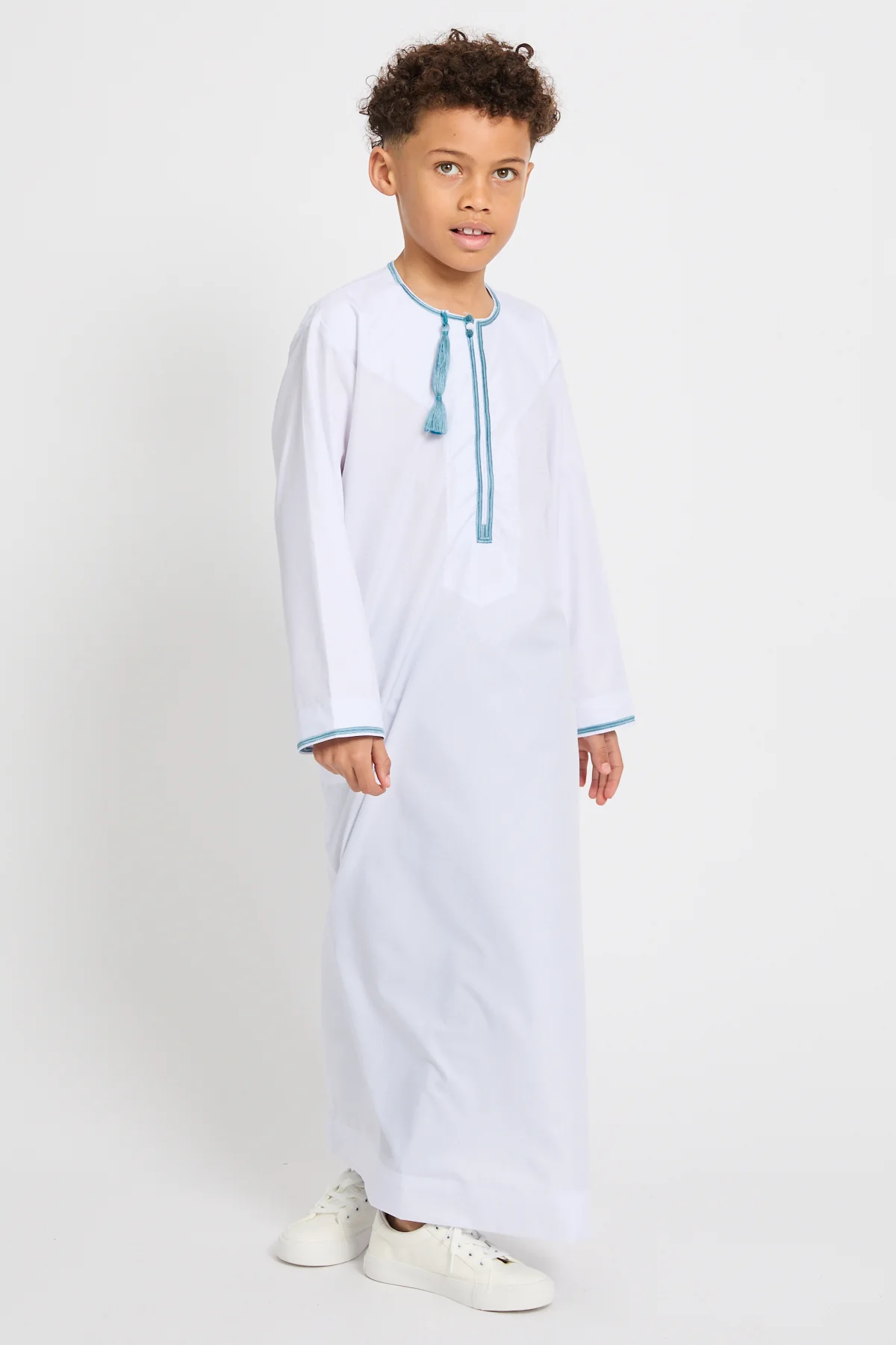 Junior Boys Premium Omani Thobe - Blue Heirloom - Image 7