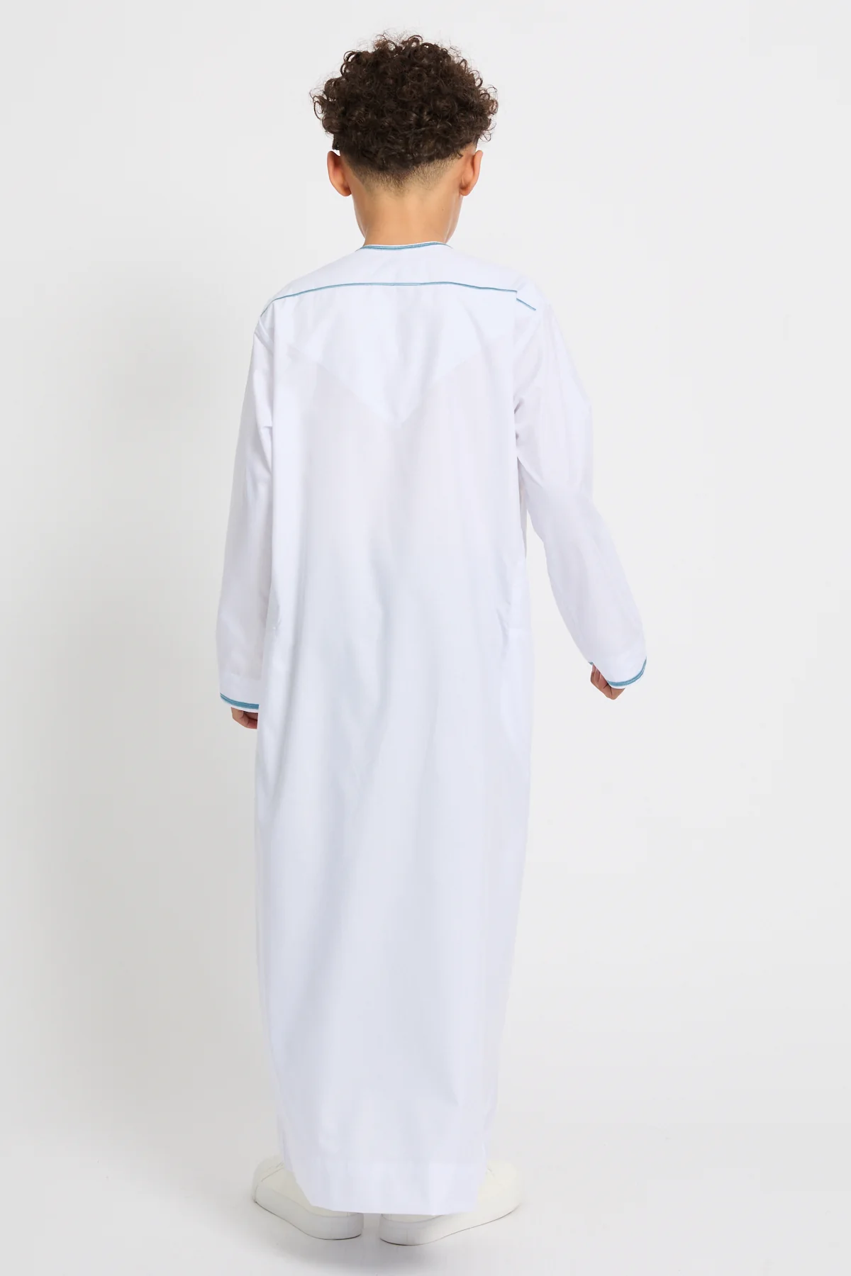 Junior Boys Premium Omani Thobe - Blue Heirloom - Image 8