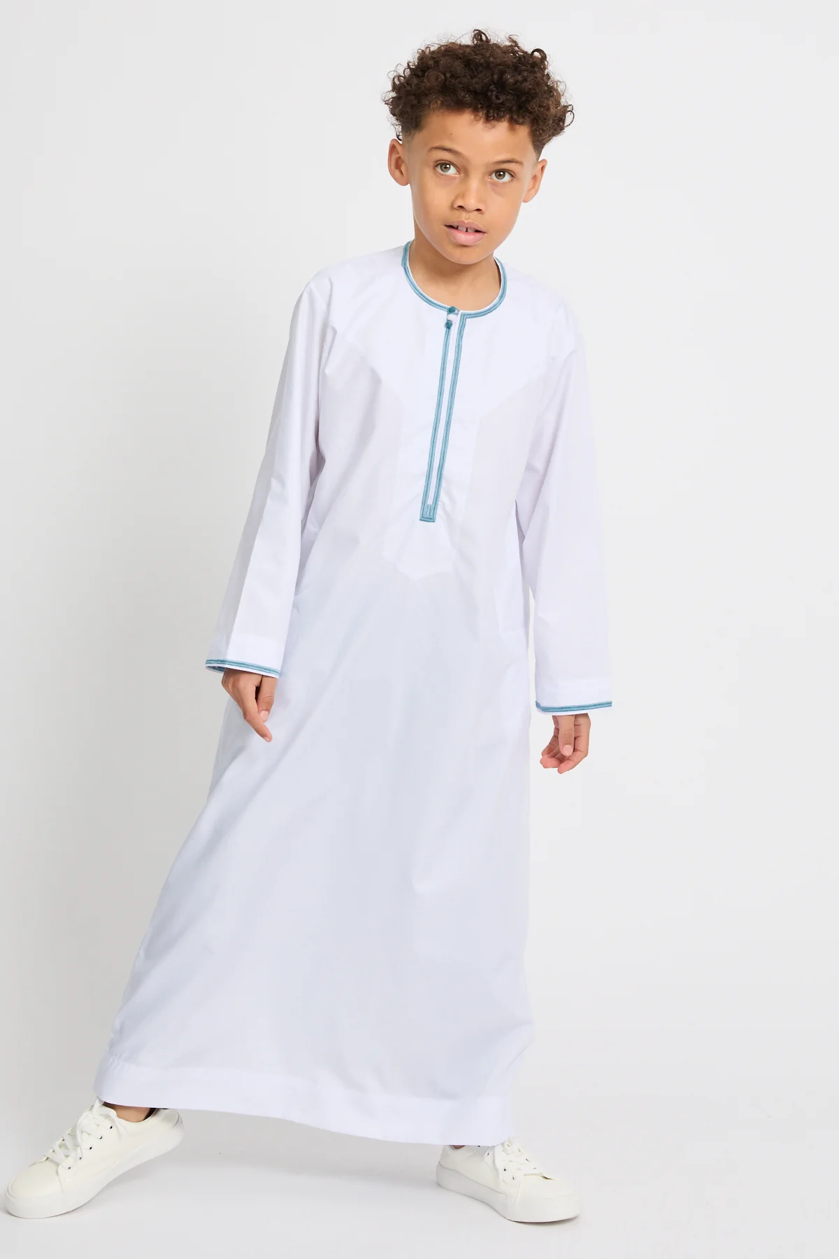 Junior Boys Premium Omani Thobe - Blue Heirloom - Image 9