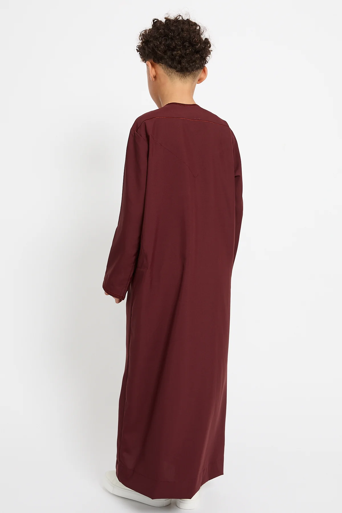 Junior Boys Premium Omani Thobe - Deep Burgundy - Image 4