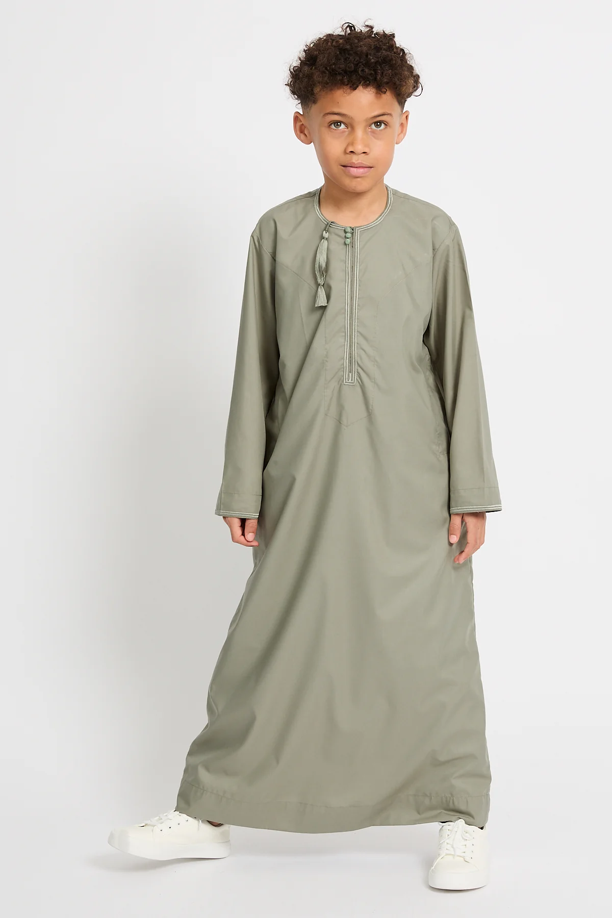 Junior Boys Premium Omani Thobe - Desert Sage