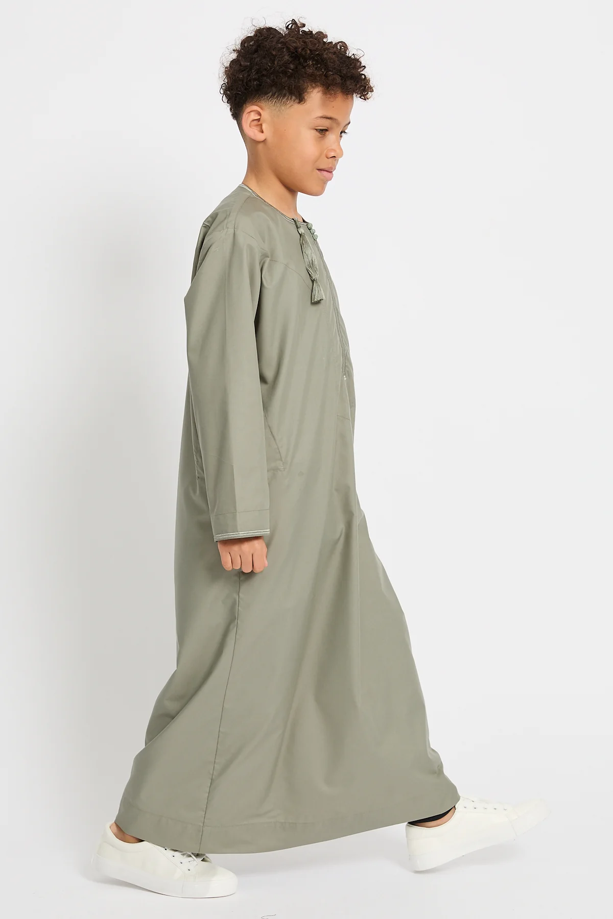Junior Boys Premium Omani Thobe - Desert Sage - Image 6