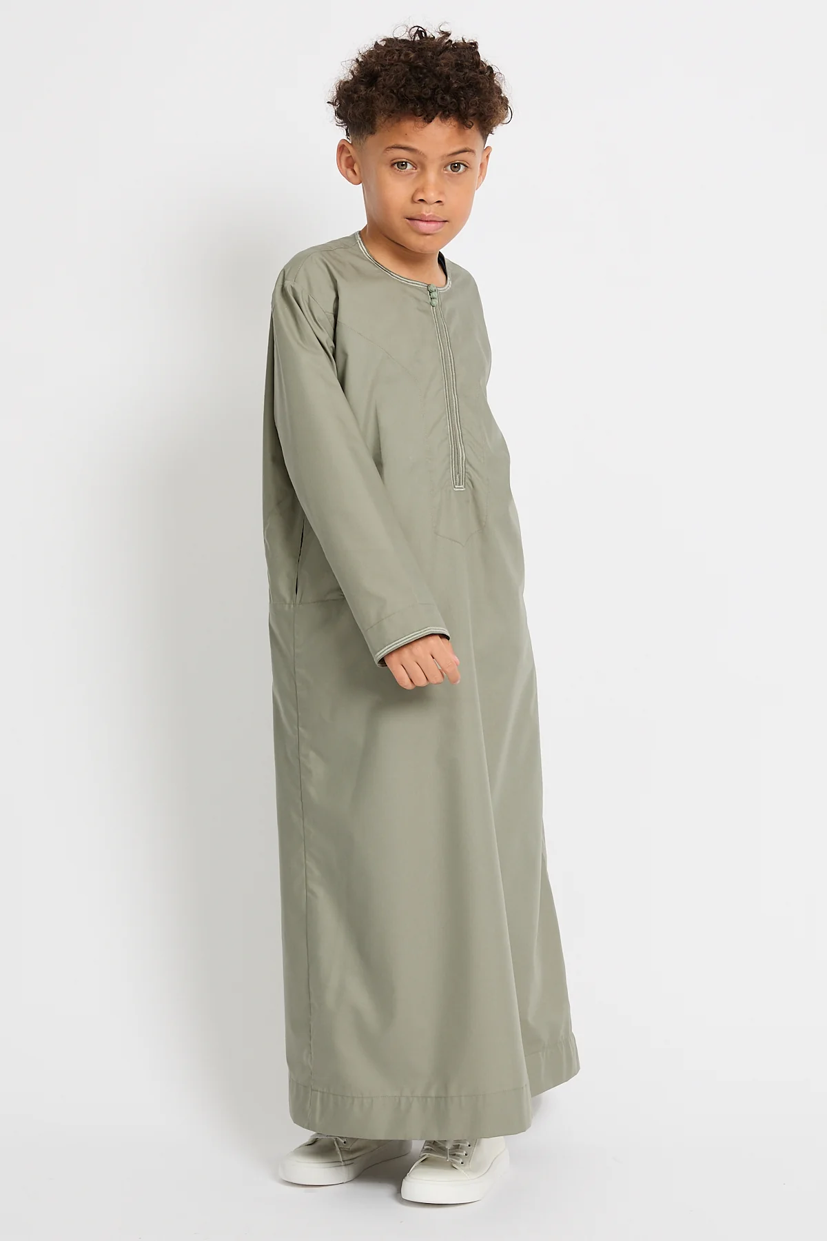 Junior Boys Premium Omani Thobe - Desert Sage - Image 7