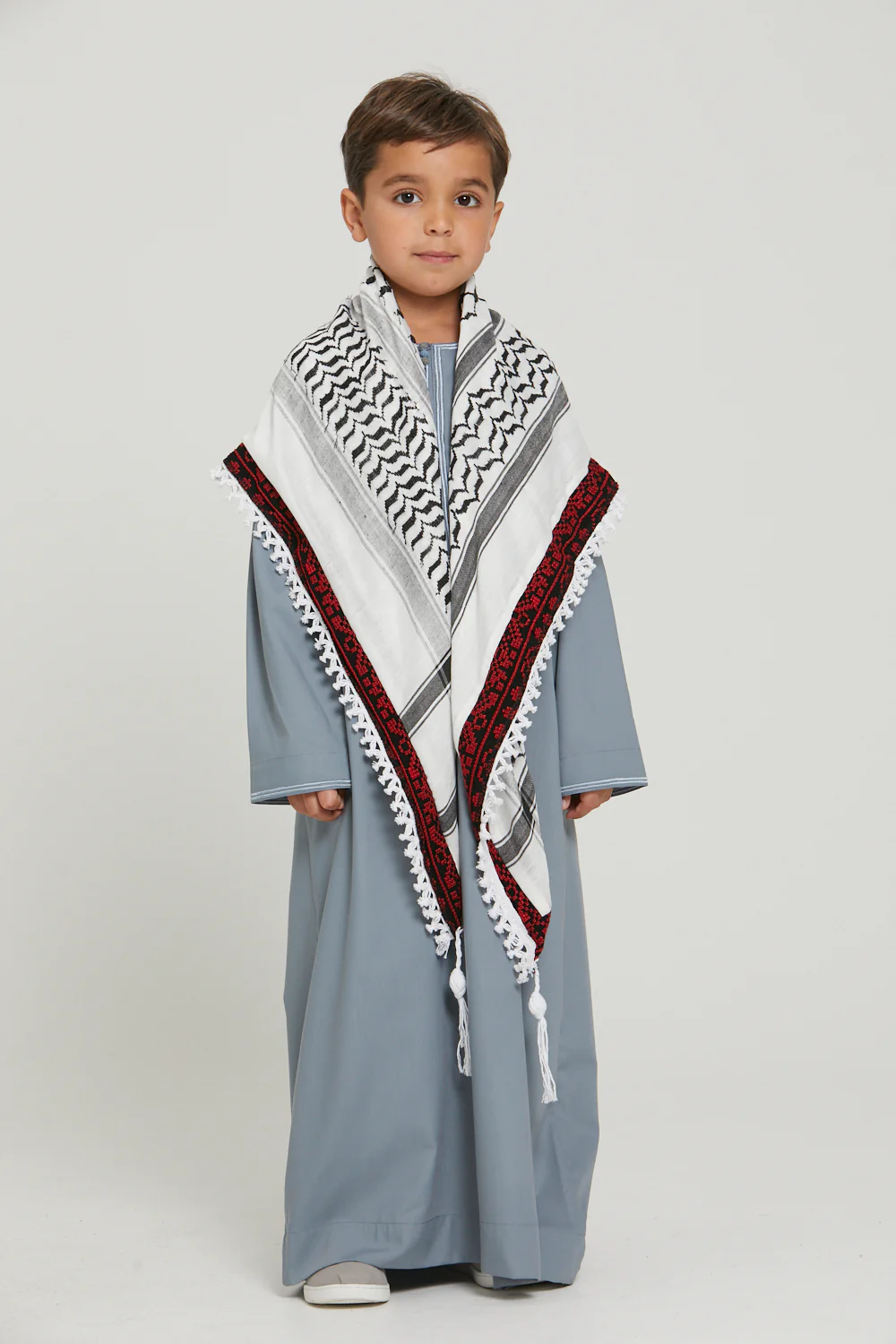 Junior Boys Premium Omani Thobe - Dusty Blue - Image 3