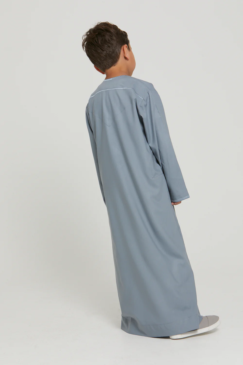 Junior Boys Premium Omani Thobe - Dusty Blue - Image 7