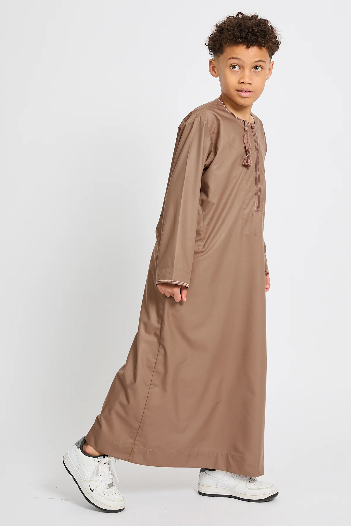 Junior Boys Premium Omani Thobe - Dusty Caramel