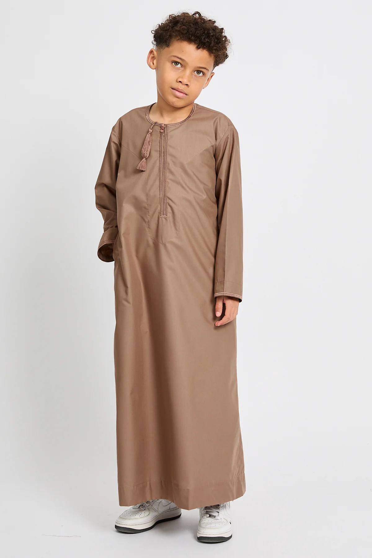 Junior Boys Premium Omani Thobe - Dusty Caramel - Image 3
