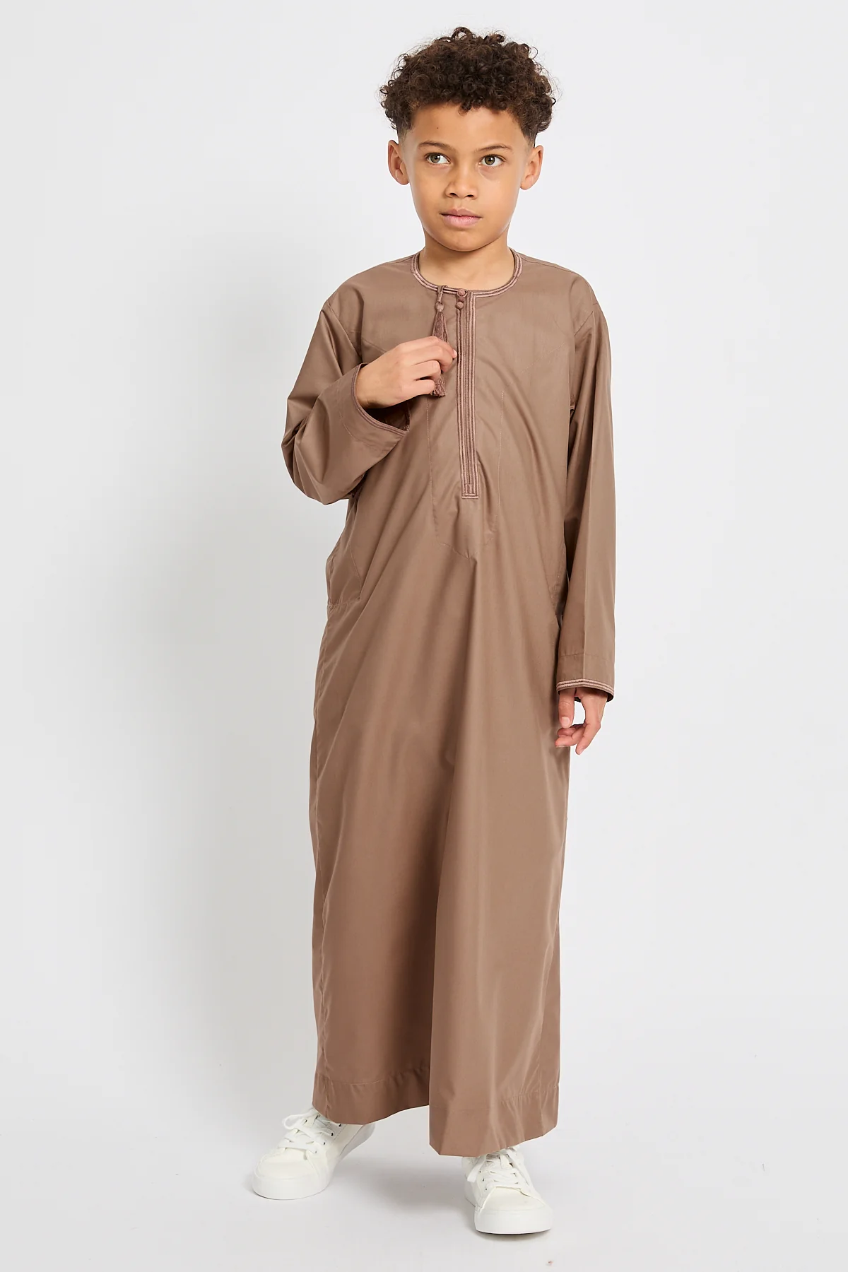 Junior Boys Premium Omani Thobe - Dusty Caramel - Image 4