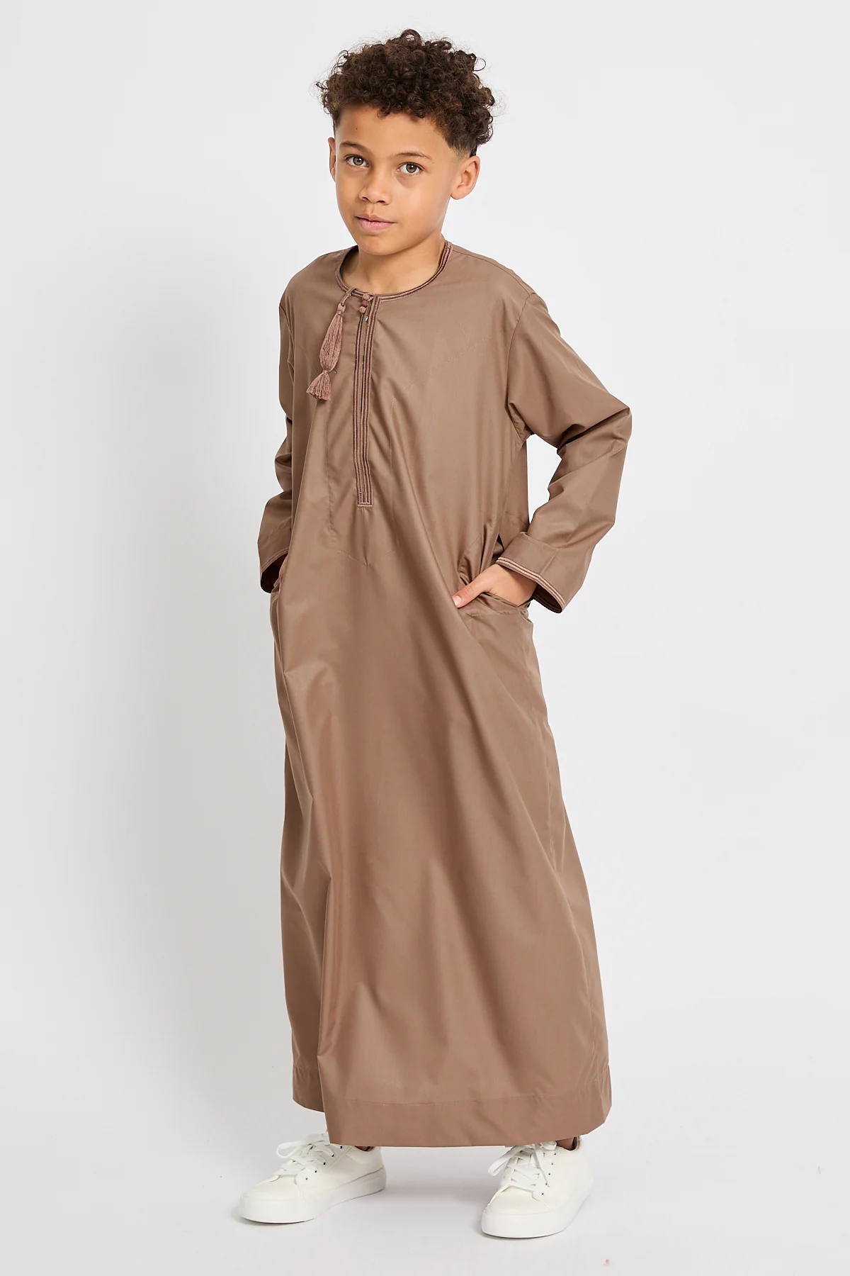 Junior Boys Premium Omani Thobe - Dusty Caramel - Image 7