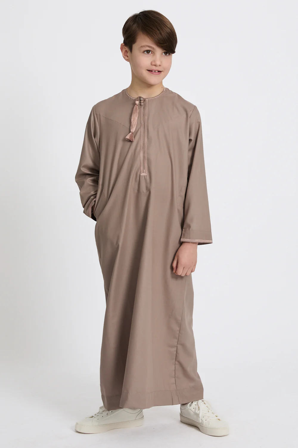 Junior Boys Premium Omani Thobe - Mocha Meringue - Image 3