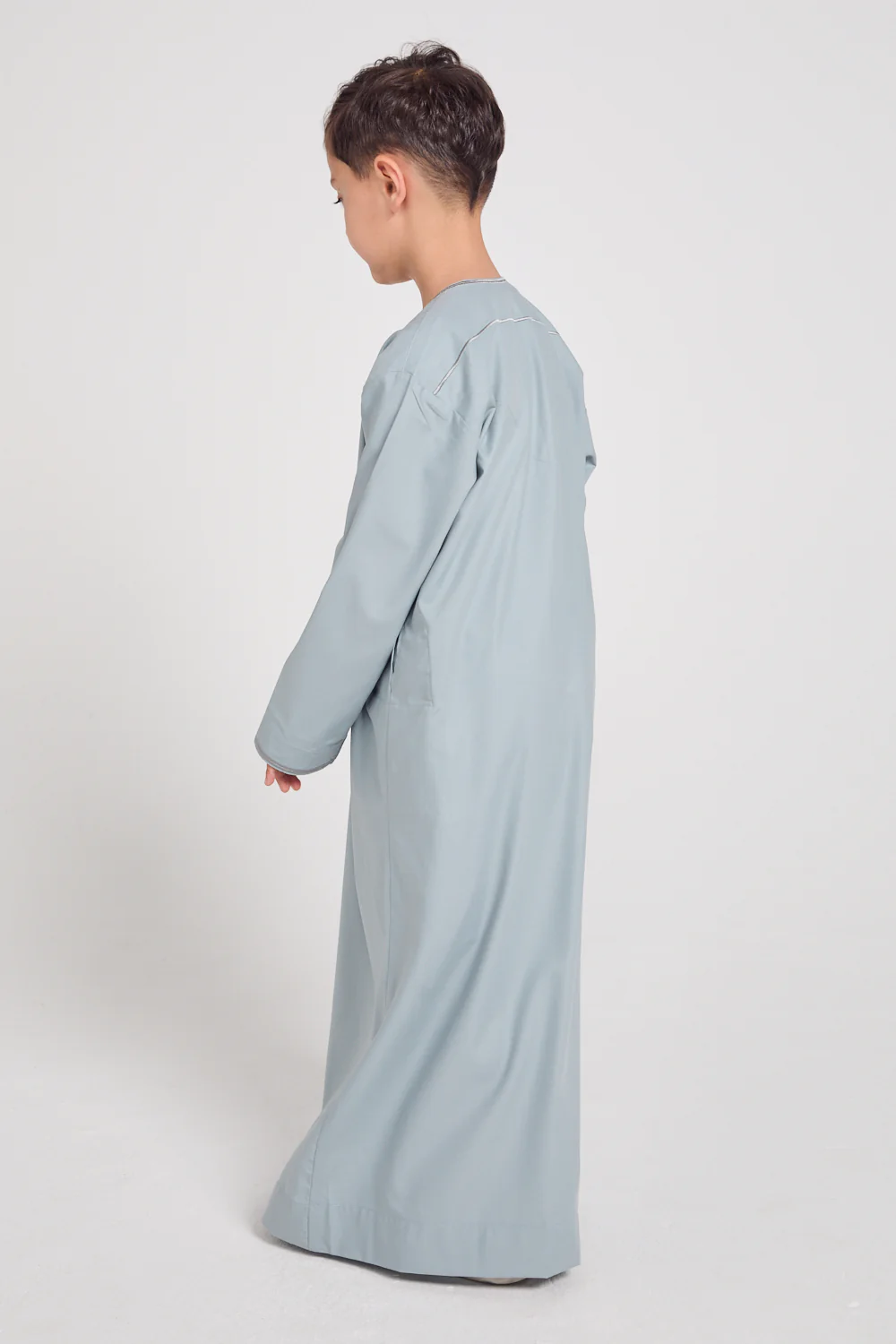 Junior Boys Premium Omani Thobe - Pearl Blue - Image 3