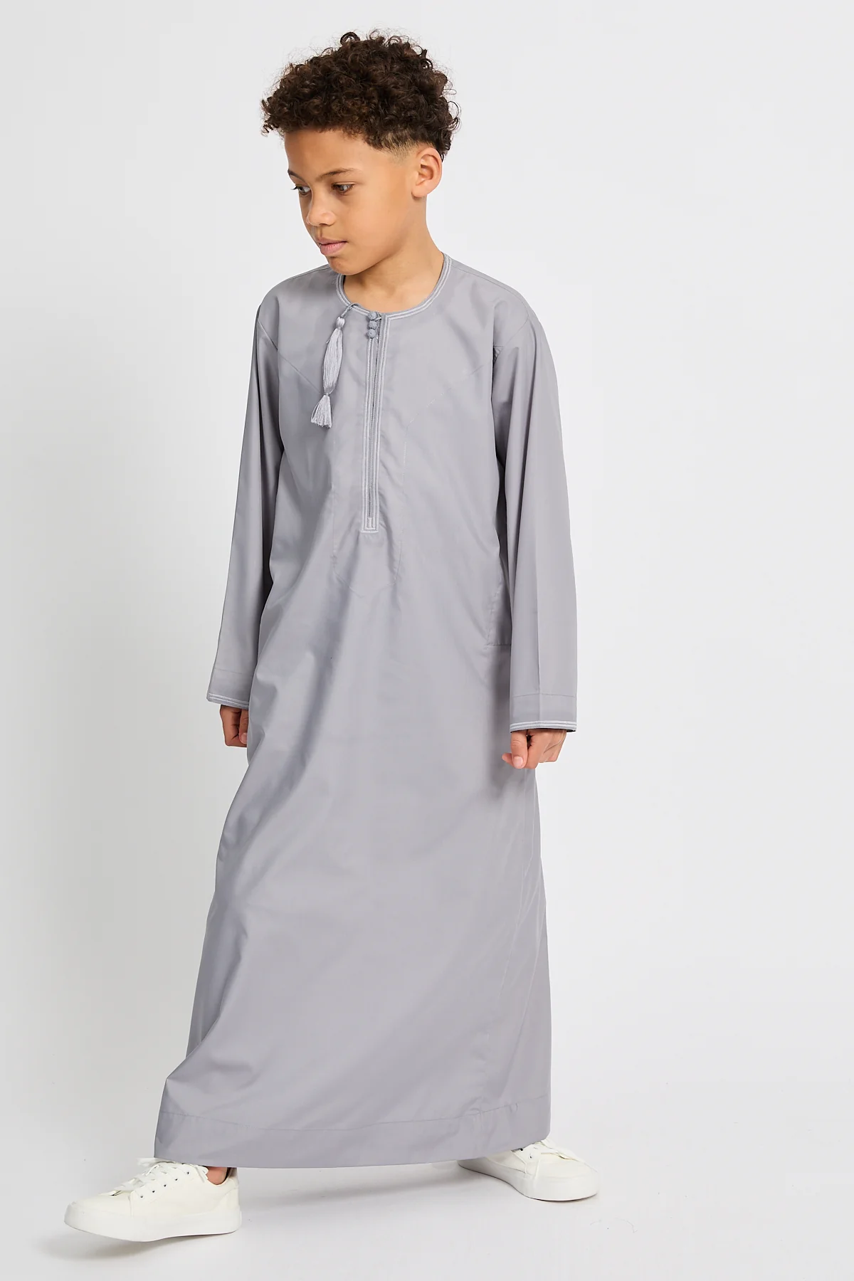 Junior Boys Premium Omani Thobe - Pearl Grey
