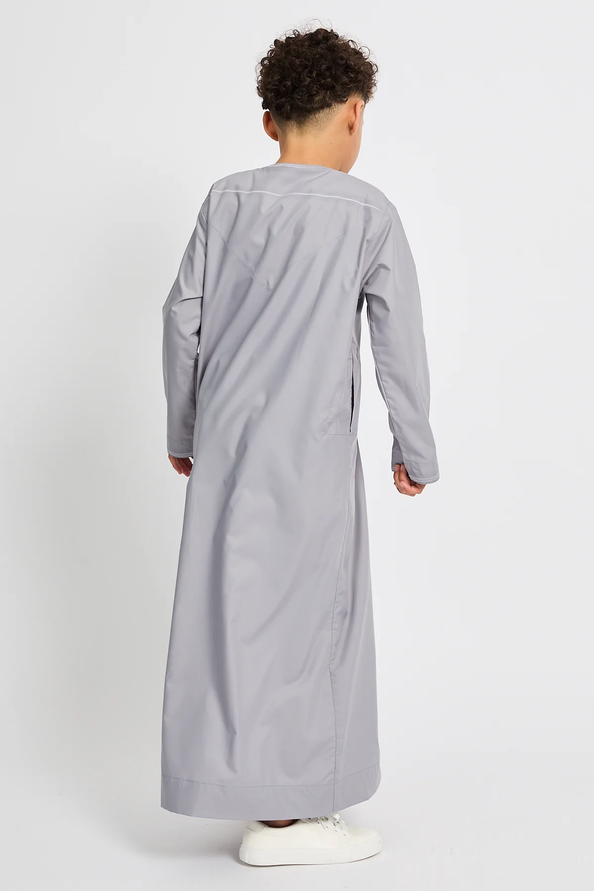 Junior Boys Premium Omani Thobe - Pearl Grey - Image 7