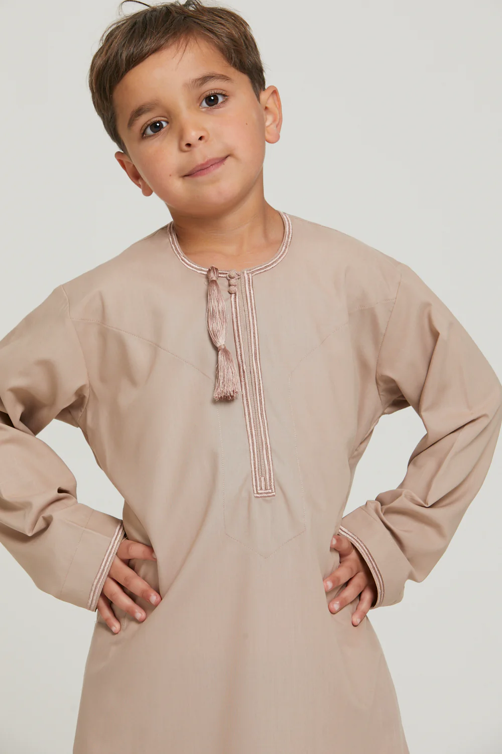 Junior Boys Premium Omani Thobe - Rose Dust - Image 2